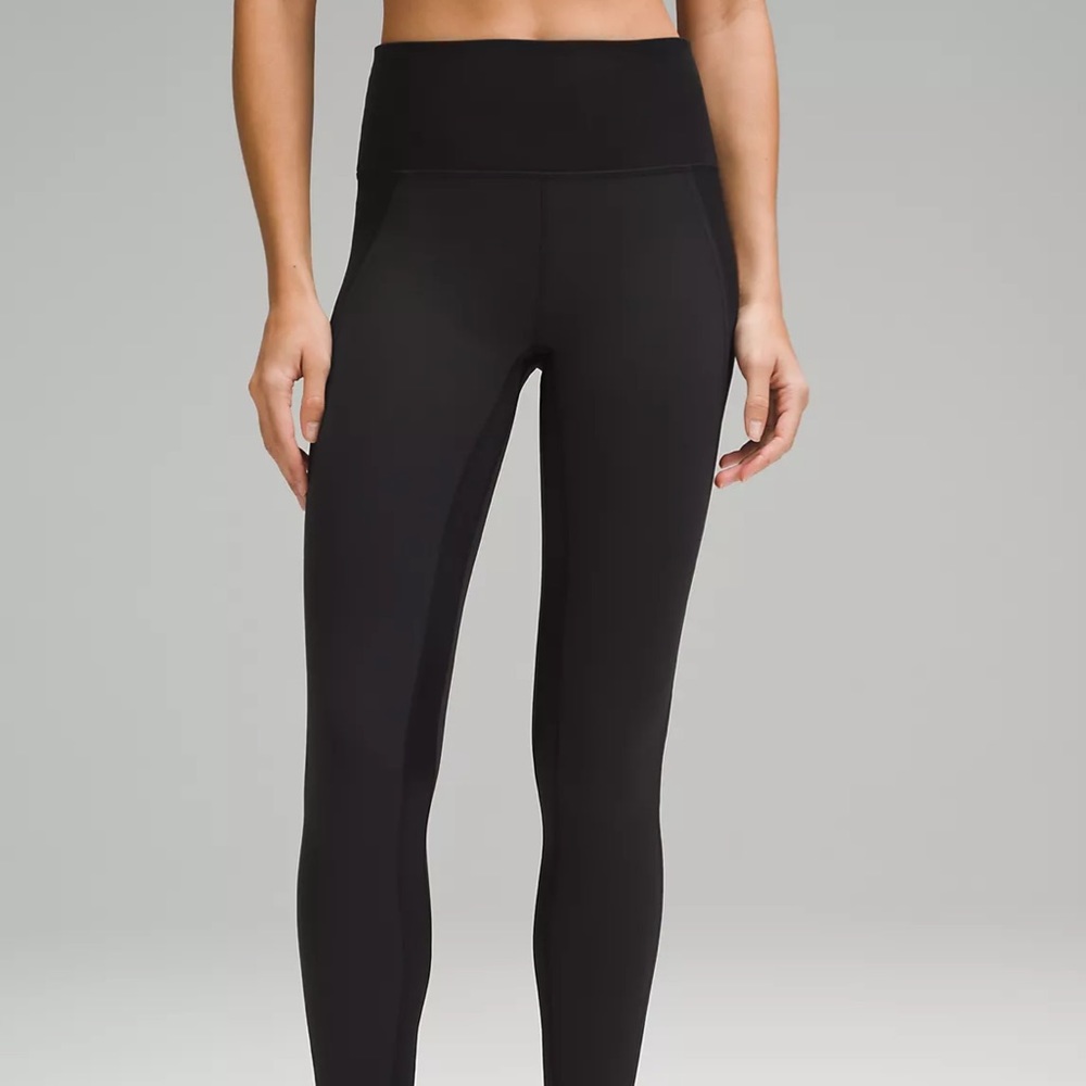 Lululemon wonder train high rise with satin panel